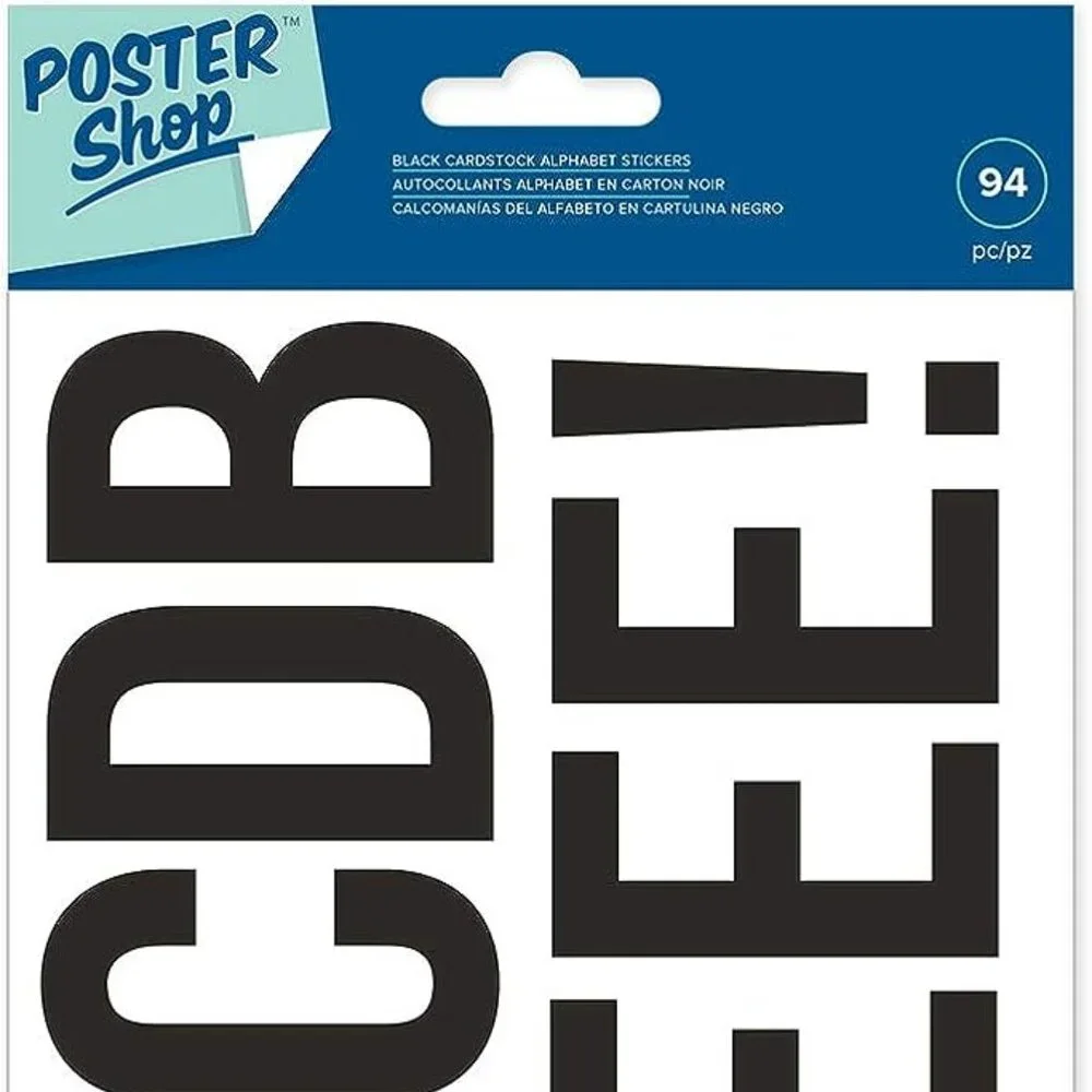 American Crafts Alpha Stickers Black 345590 Cardstock Alphabet Poster Shop
